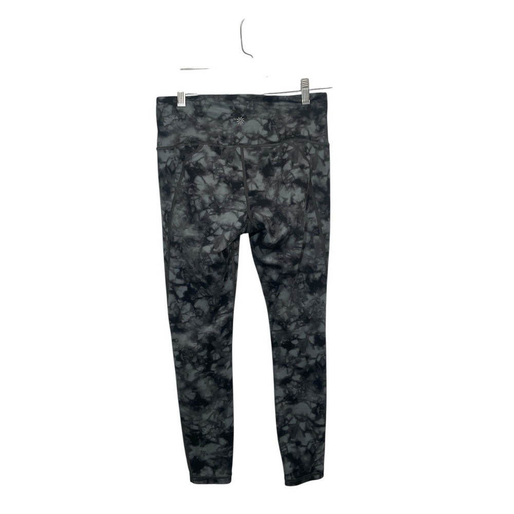 Athleta Grey Black Tie Dye Salutation 7/8 Leggings Small‎